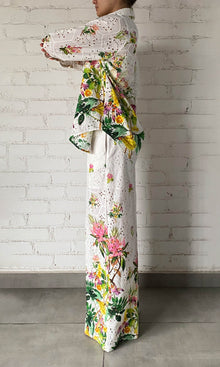Womens | Taha Cotton Schiffli Oversized Shirt With Cami | White Floral