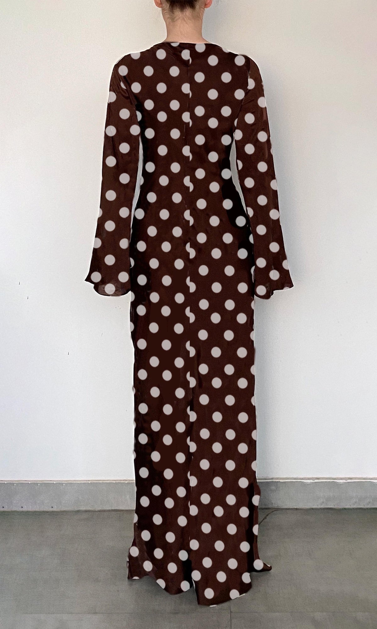 Womens | Tira Viscose Satin Long Dress | RE25 | Brown White