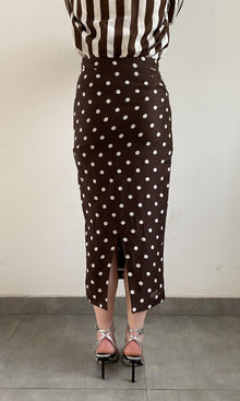 Womens | Tira Linen Cotton Fitted Midi Skirt | Brown White