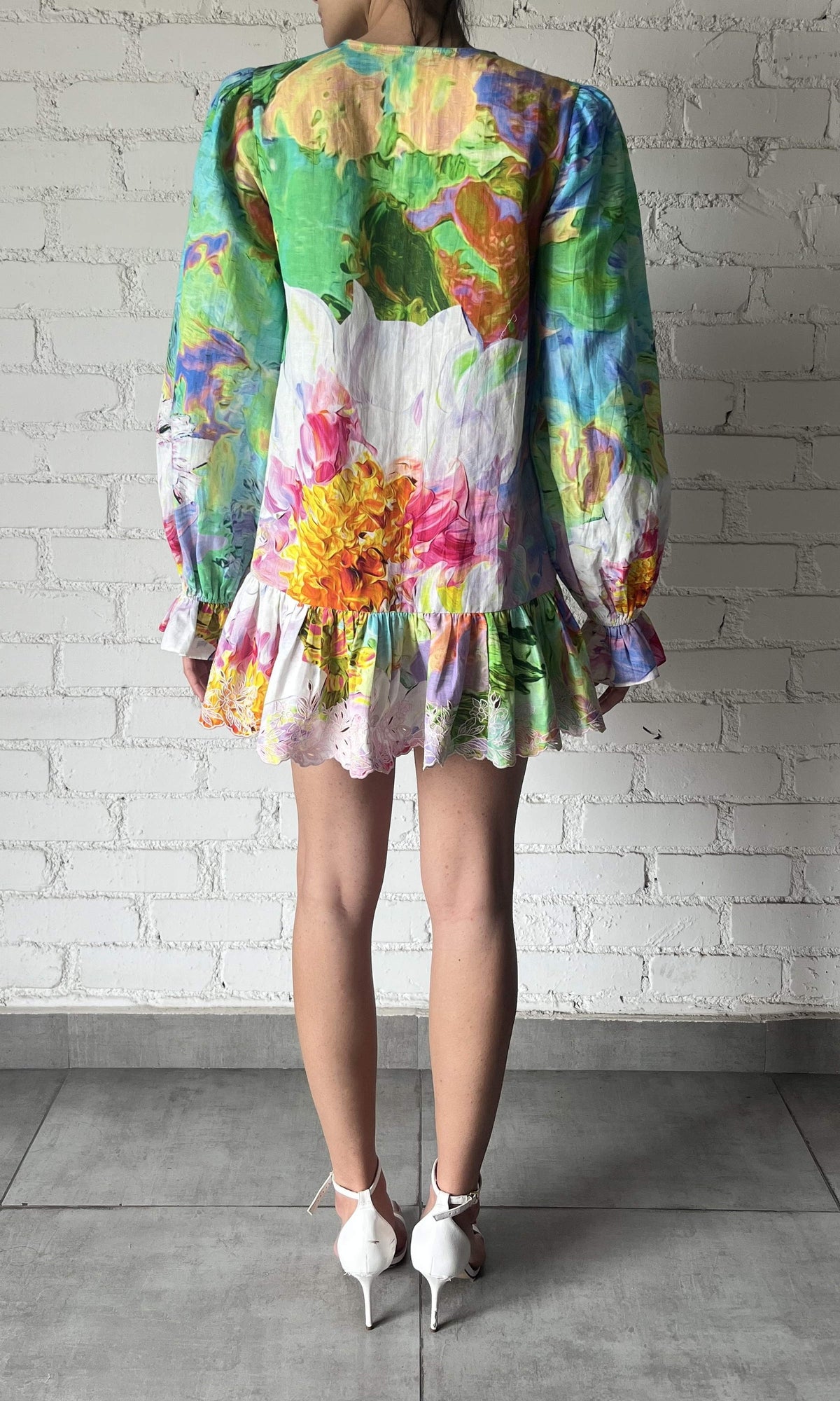 Hemant And Nandita | Tiva Linen Cotton Short Dress | Multicolor