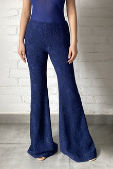 Viscose Georgette Jacquard Pants | Navy