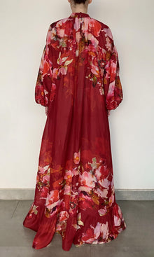 Womens | Tuhi Linen Orgenza Long Dress | Red Multi
