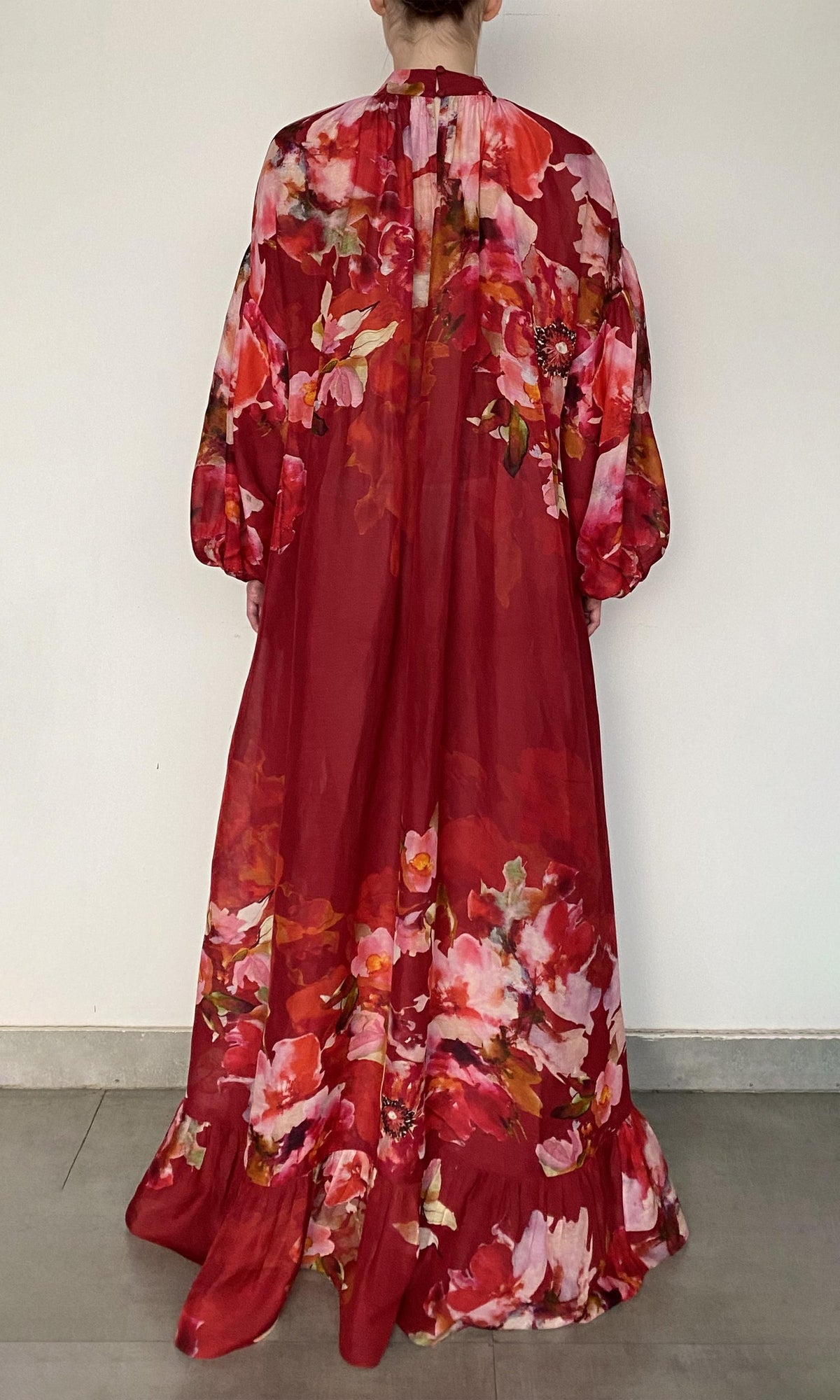 Womens | Tuhi Linen Orgenza Long Dress | Red Multi