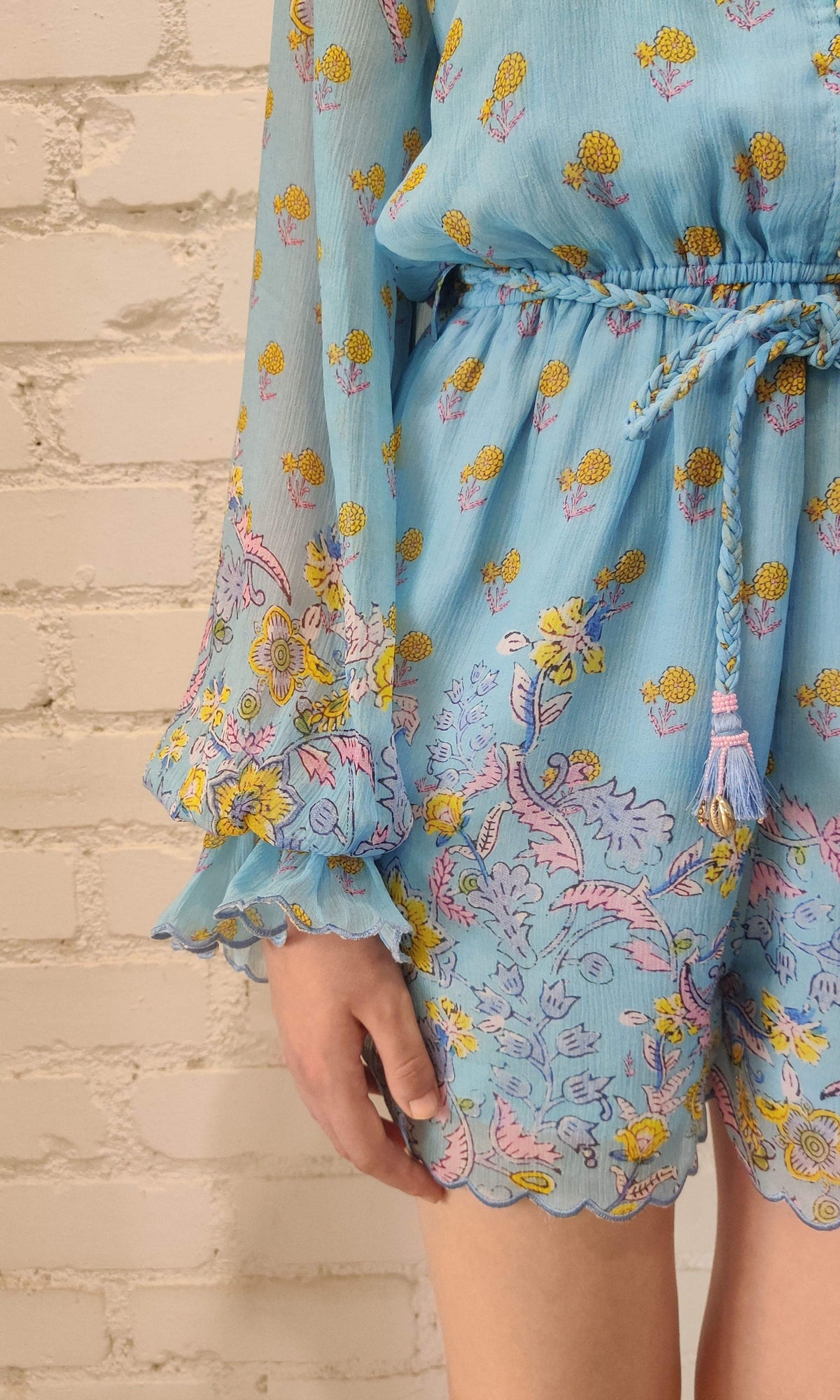 Womens | Vana Velvet Brasso Romper | White Multi
