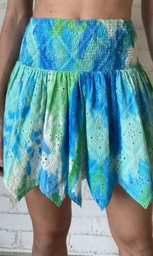 Womens | Vida Cotton Schiffly Mini Skirt | Blue Green