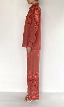 Womens | Vine Viscose Heavy Crepe Straight Pants | Coral