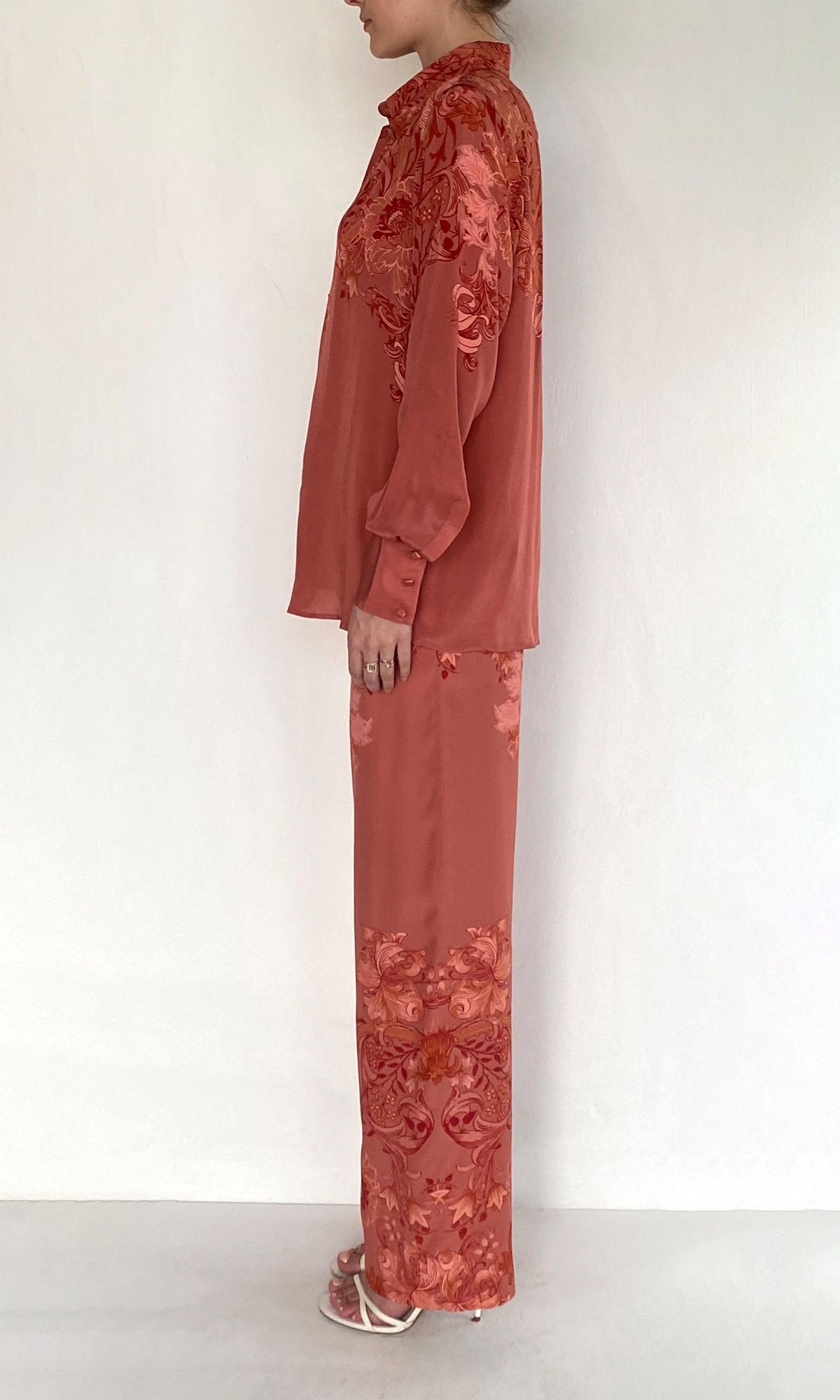 Womens | Vine Viscose Heavy Crepe Straight Pants | Coral