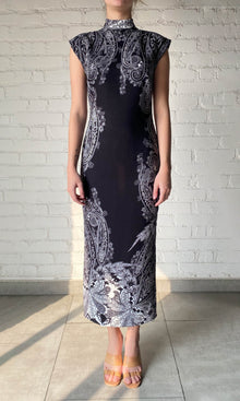 Womens | Viri Heavy Crepe Long Dress | Black White