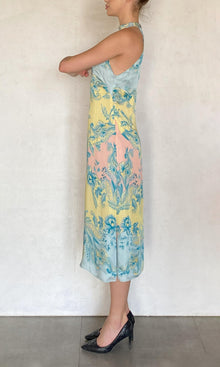 Womens | Wani Viscose Satin Midi Dress | Blue Floral