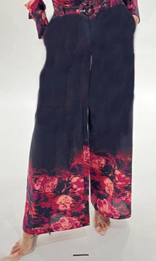 Womens | Zina Linen Cotton Pants | Black/Red