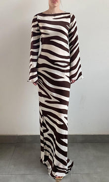 Womens | Zuba Viscose Satin Long Dress | Black White