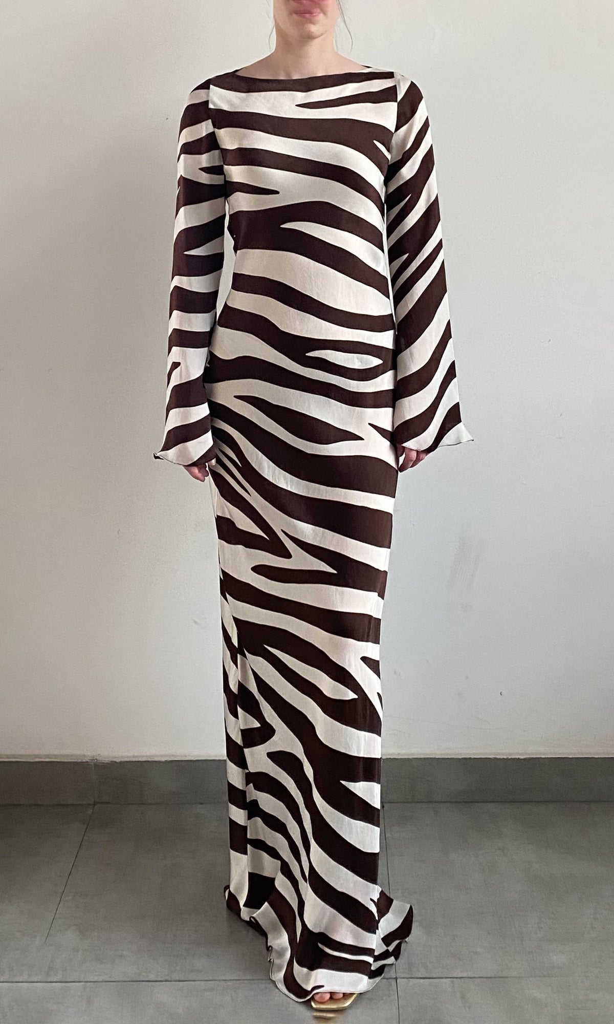 Womens | Zuba Viscose Satin Long Dress | Black White