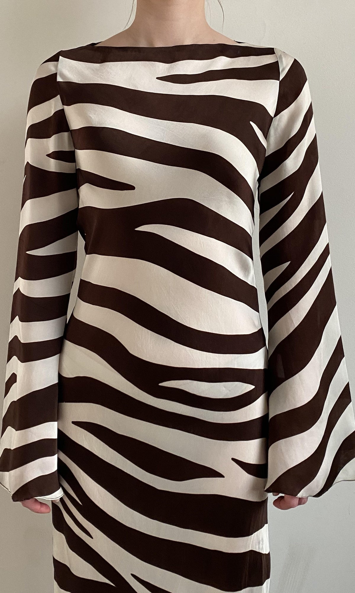Womens | Zuba Viscose Satin Long Dress | Black White