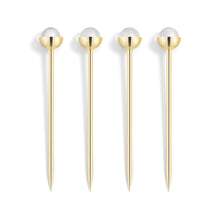 Hospitality Cocktail Picks | Gold-Plated Stainless Steel | Crystal | Set of 4
