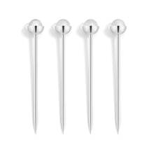 Hospitality Cocktail Picks | Silver-Plated Stainless Steel | Crystal | Set of 4