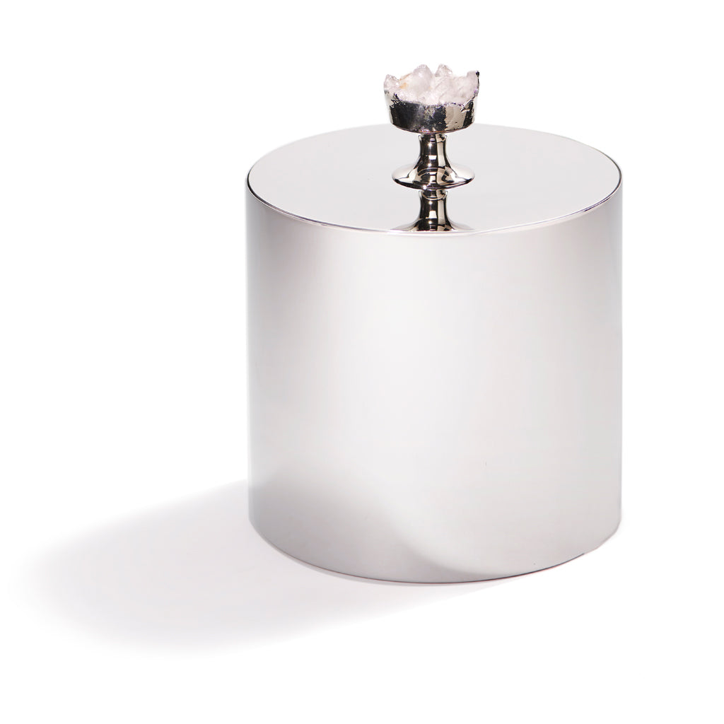 Hospitality Ice Bucket | Pure Silver-Plated Stainless Steel | Crystal