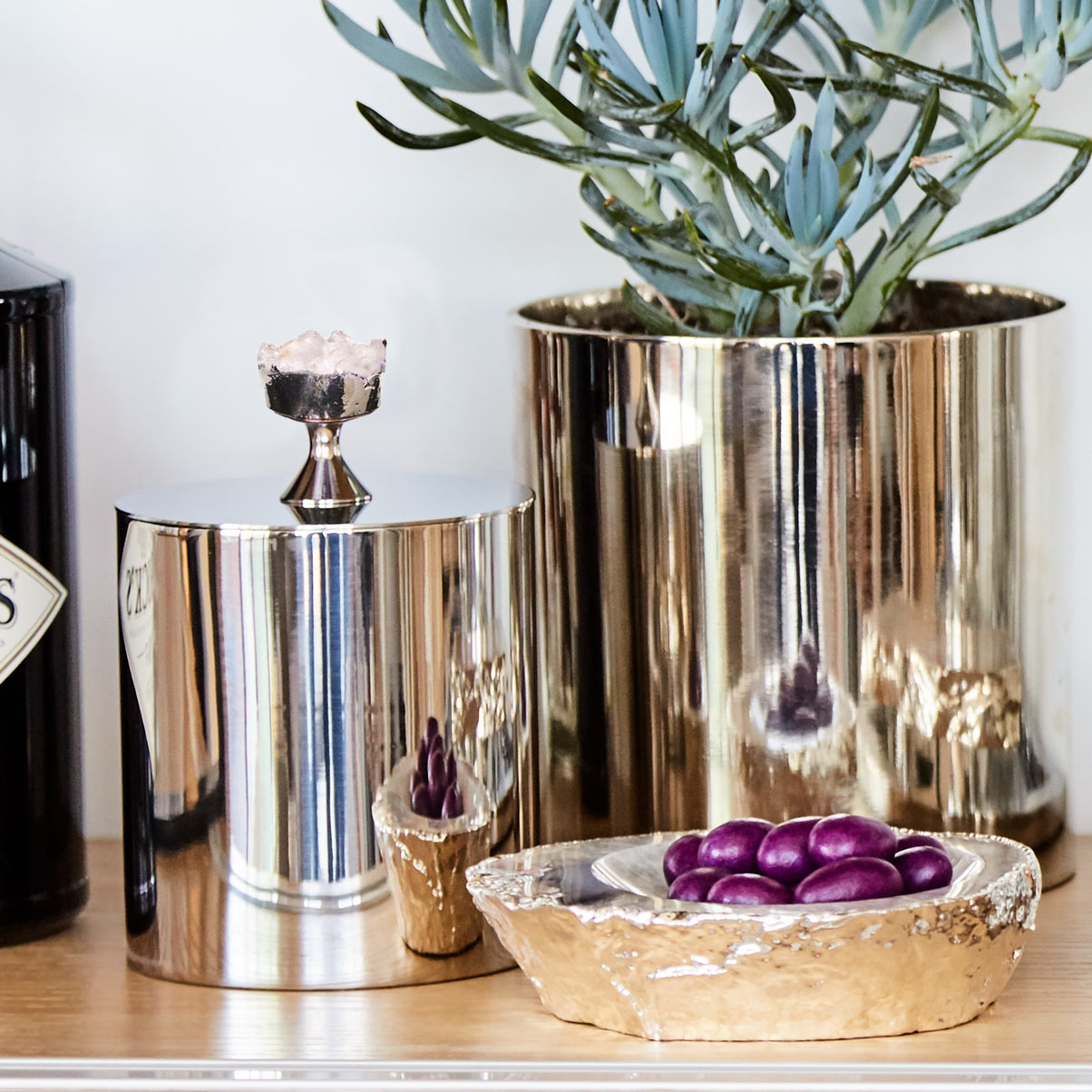 Hospitality Ice Bucket | Pure Silver-Plated Stainless Steel | Crystal