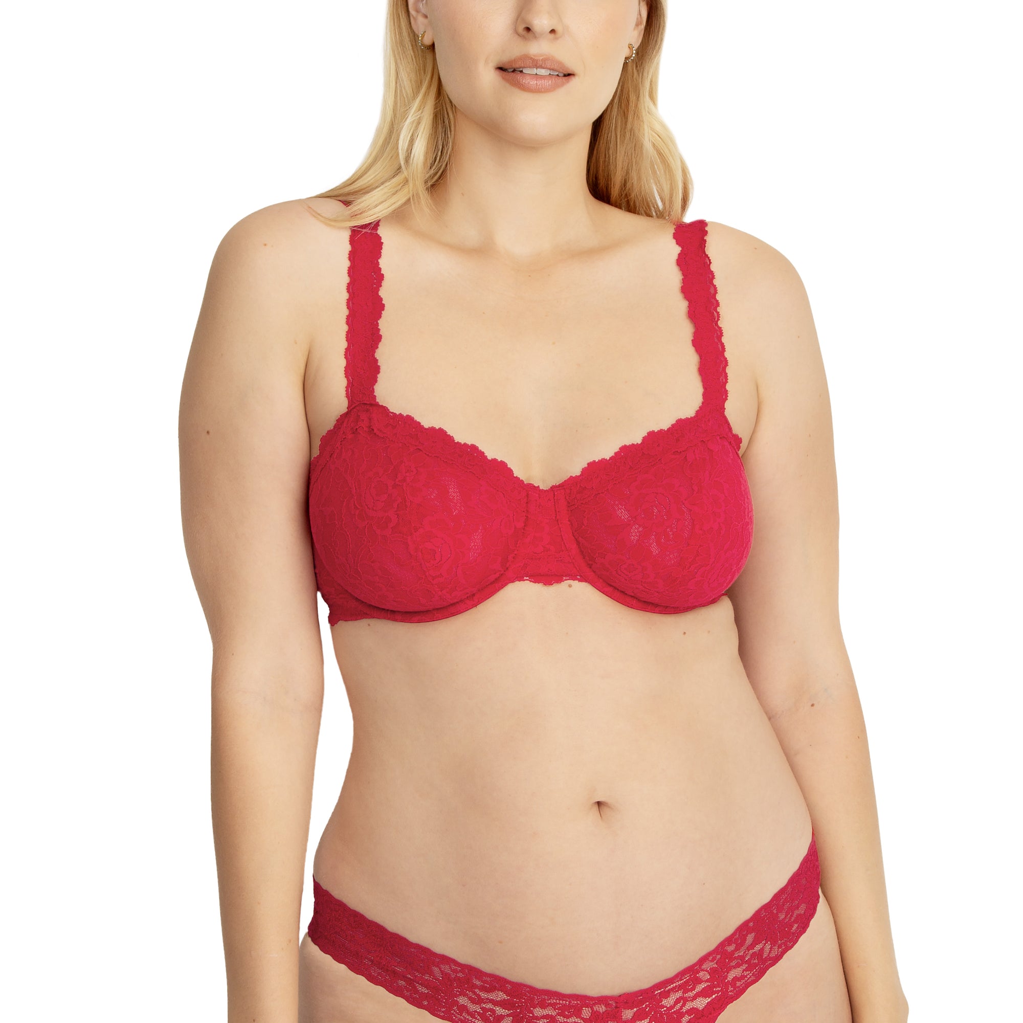 Signature Lace Balconette Bra | Red
