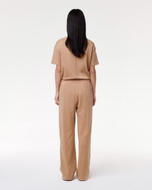 Another Tomorrow Luxe Seamed Short Sleeve in Hazelnut – Cotton Women's Trousers