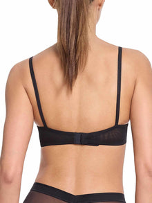 Lined Mesh Plunge Bra | Black