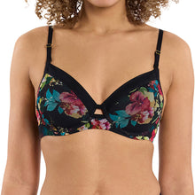 Lined Mesh Plunge Bra | Botanic Romantic (Black)