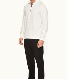 Haroun Relaxed Fit Half-Zip Double-Faced Sweatshirt | White Sand
