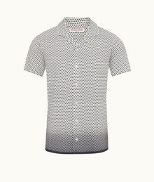 Hibbert Floret Capri Collar Shirt | White/Night Iris