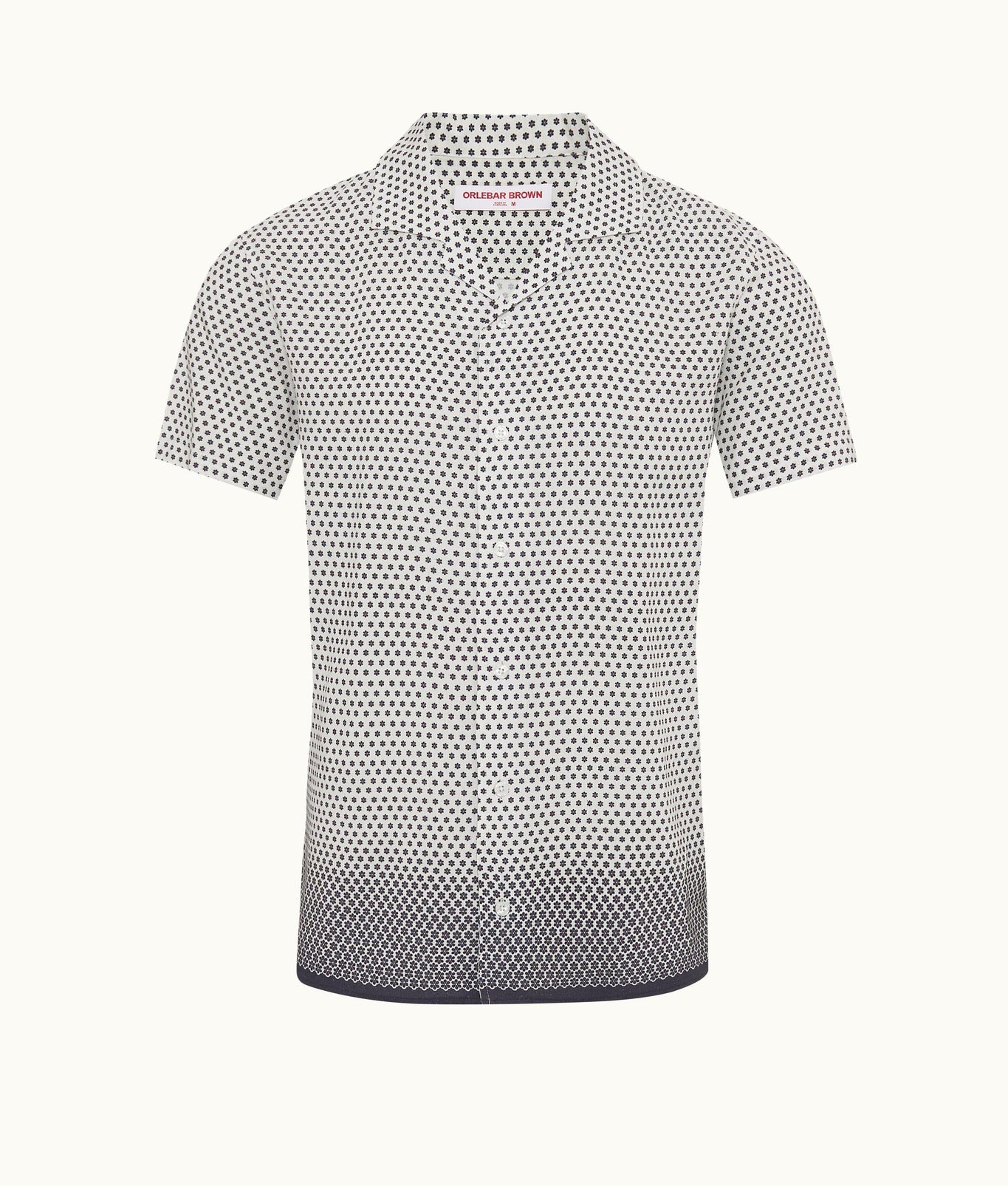 Hibbert Floret Capri Collar Shirt | White/Night Iris