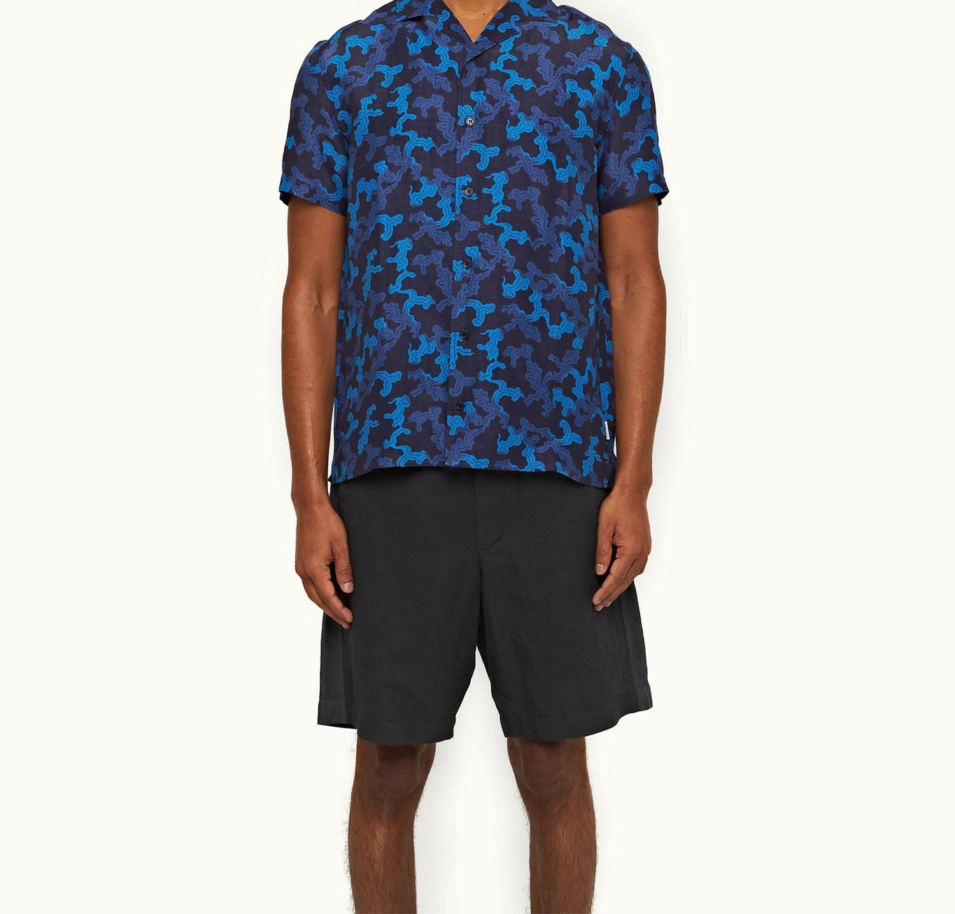 Hibbert Linen Current Capri Collar Shirt | Dark Sapphire