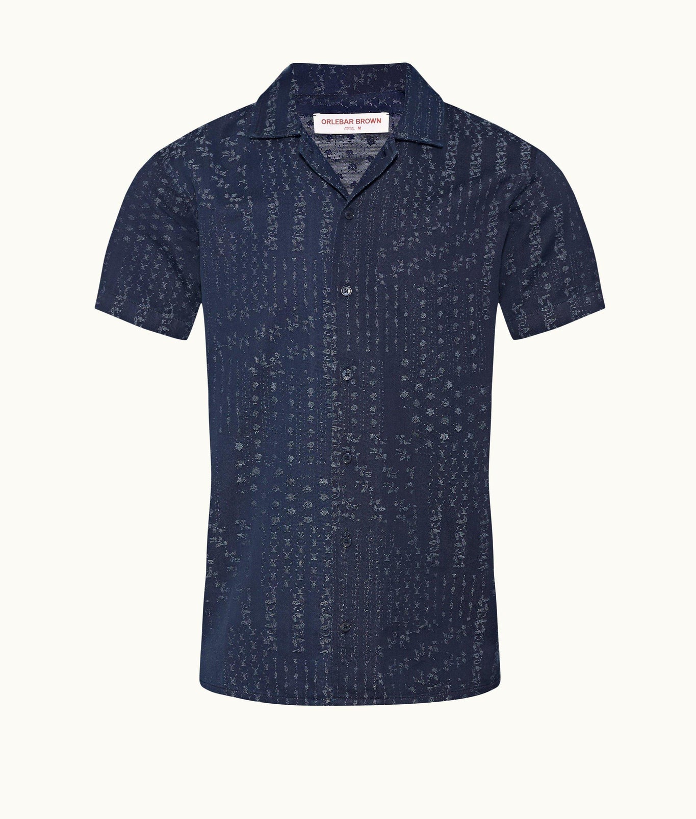 Hibbert Solo Pastiche Capri Collar Jacquard Denim Shirt | Indigo
