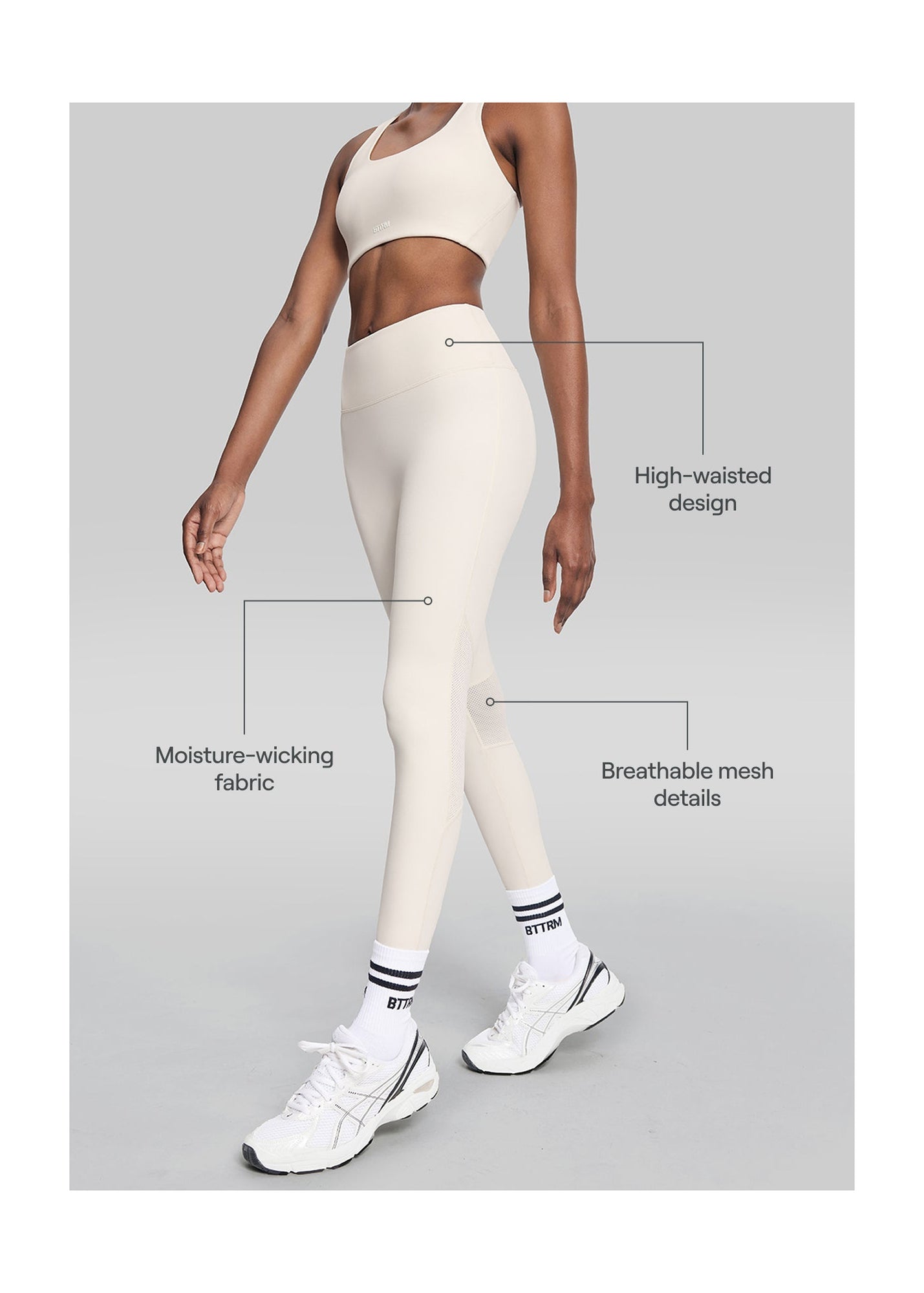 High-Waisted Impact Mesh Leggings | Ivory
