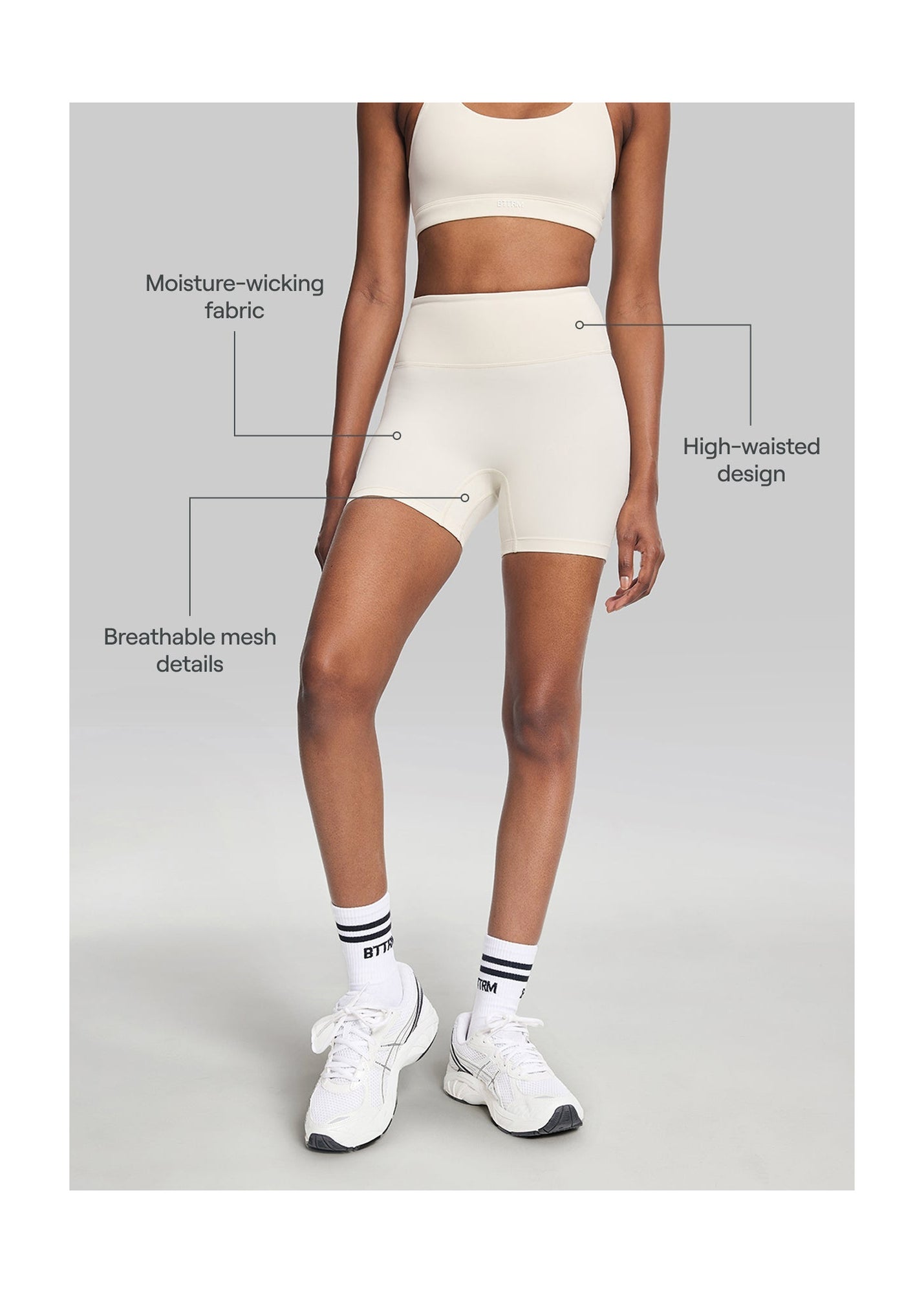 High-Waisted Impact Mesh Shorts | Ivory
