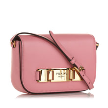 Prada | Pre-Owned Glace Calf Studded Etiquette Crossbody | Pink/Blush