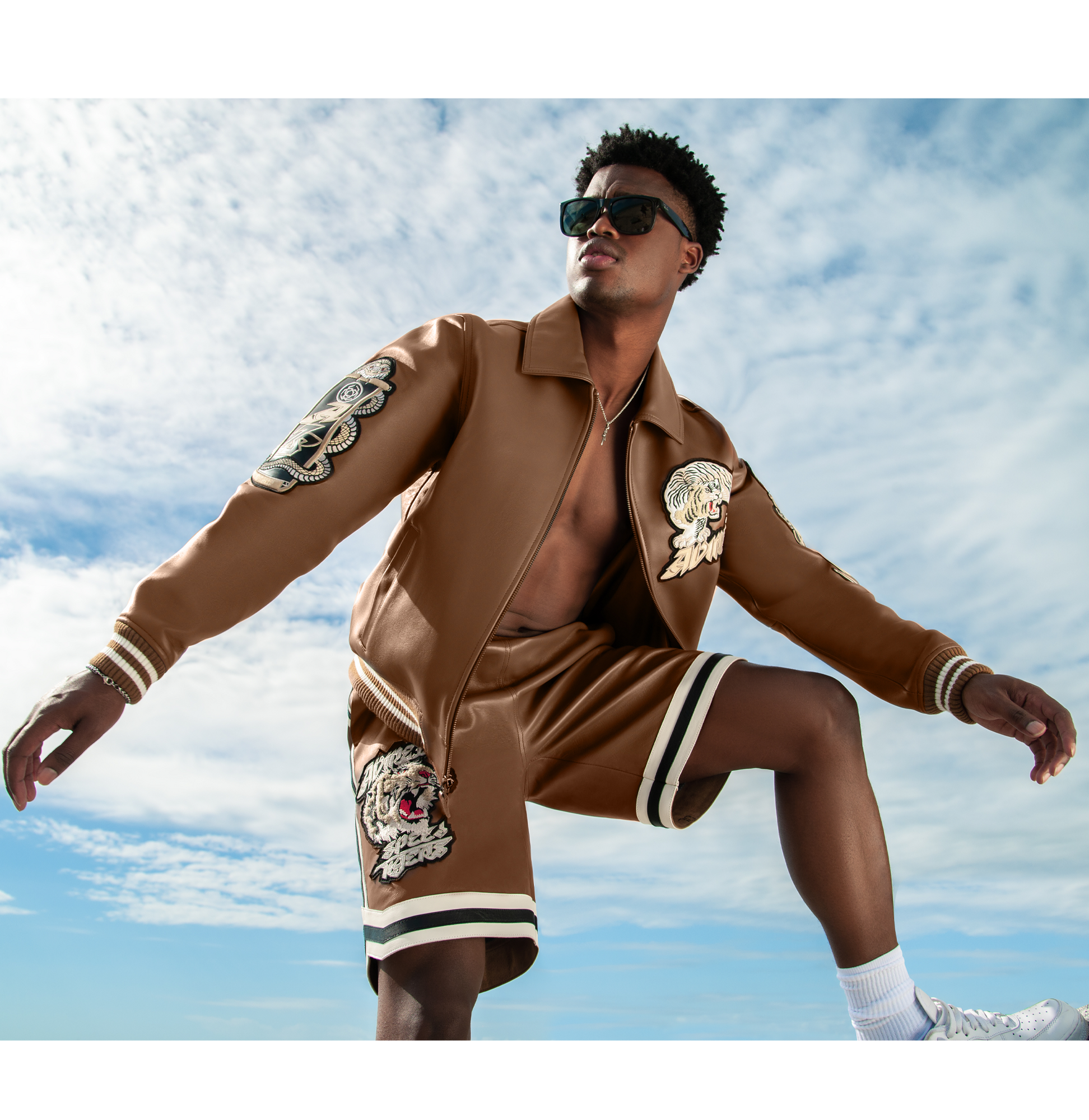 Speed Tiger Leather Short | Toffee