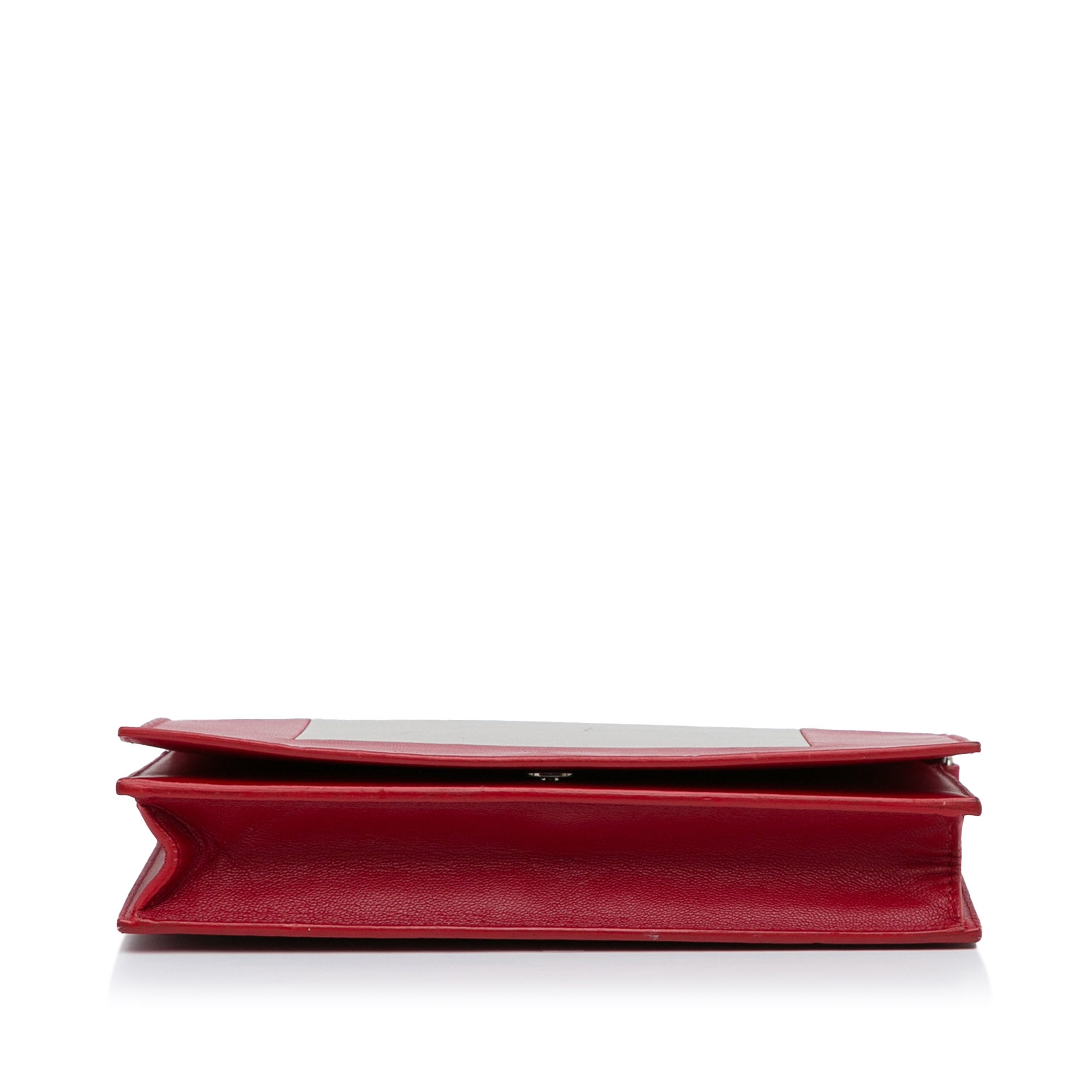 Celine | Pre-Owned Frame Leather Wallet on Chain | Red