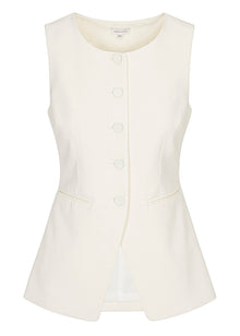Refined Suiting Button Front Vest | Cream