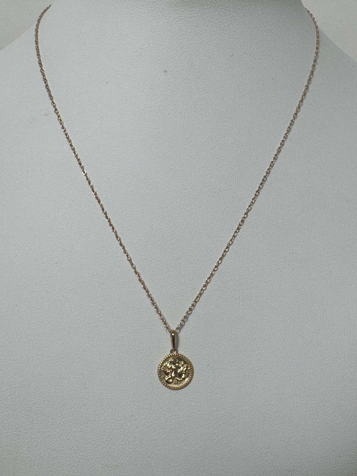 Zodiac Coin Pendant Necklace | 10K Yellow Gold