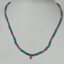 Unicorn Beaded Diamond Initial Necklace | 10K Yellow Gold | 0.03 CTW (Approx) Multicolor Diamond/Diamond/Agate/Rose Quartz/Jade Leaf/Aragonite