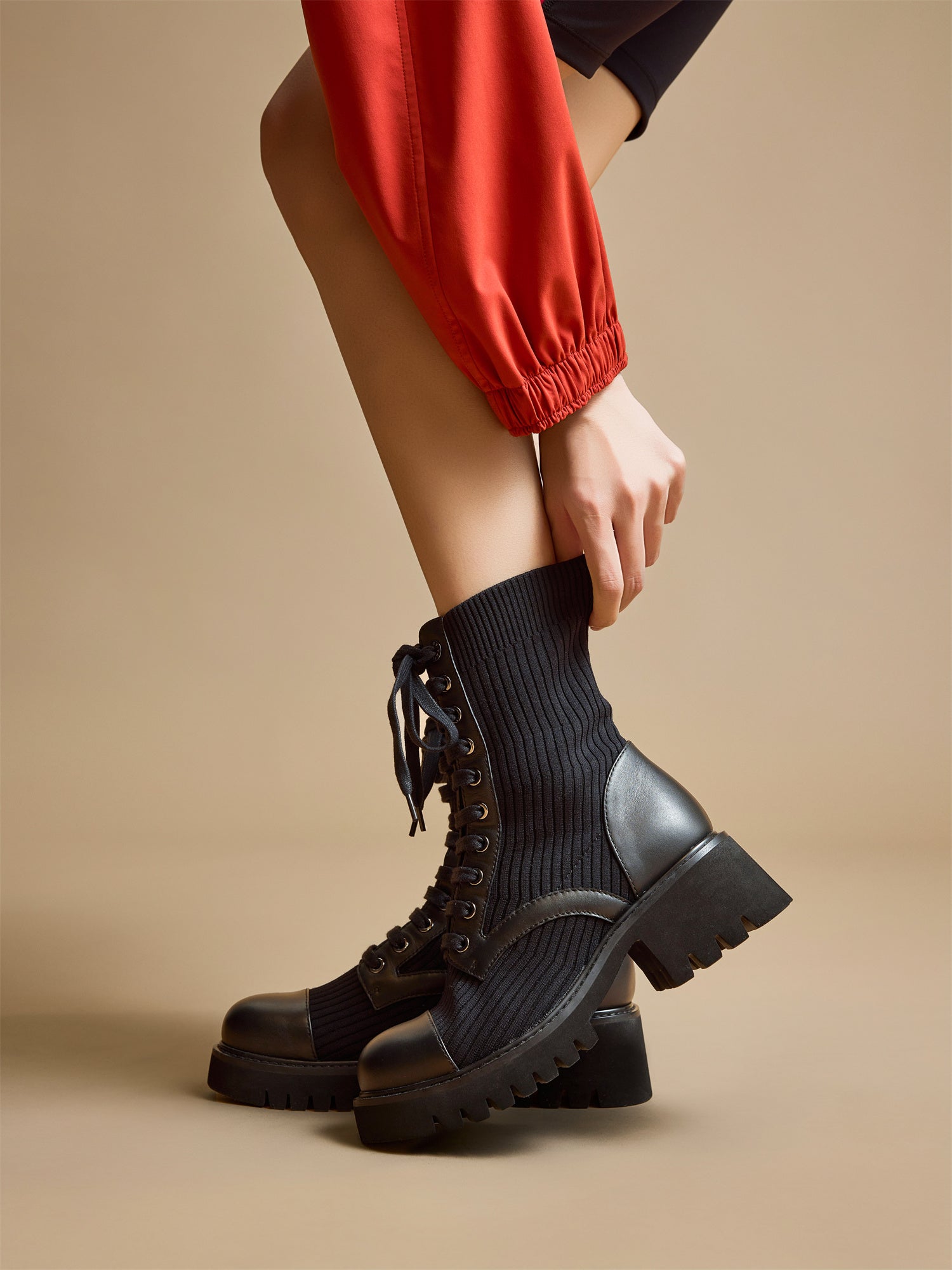 Classic Knitted Martin Boots | Black