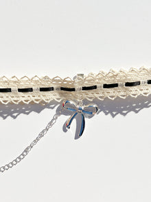 Lace Bow Choker | Black/Silver