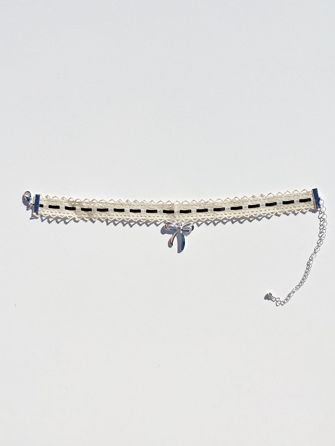 Lace Bow Choker | Black/Silver
