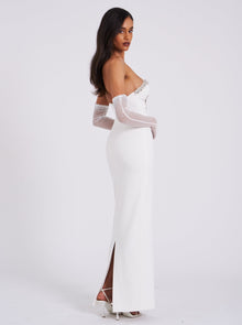 Ivanna Crystal Embellished Maxi Dress | White