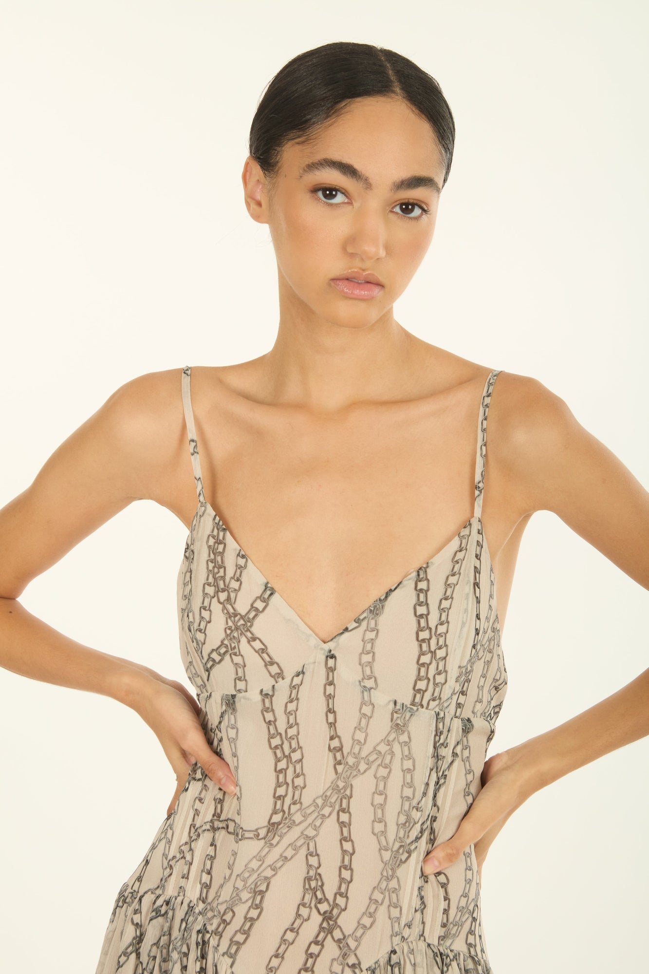 Ines Dress | Creme Chain