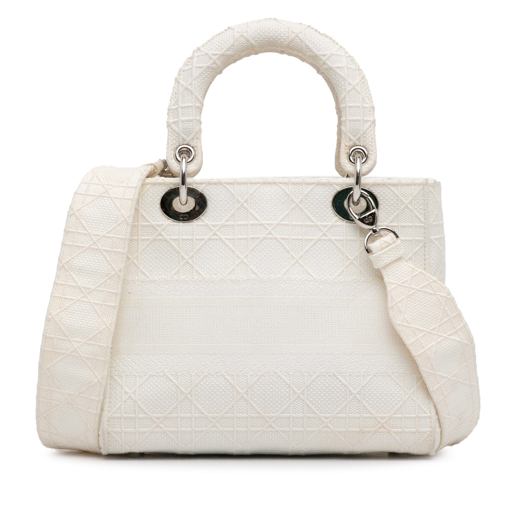 Dior | Pre-Owned Medium Canvas Cannage Lady D Lite - I | White