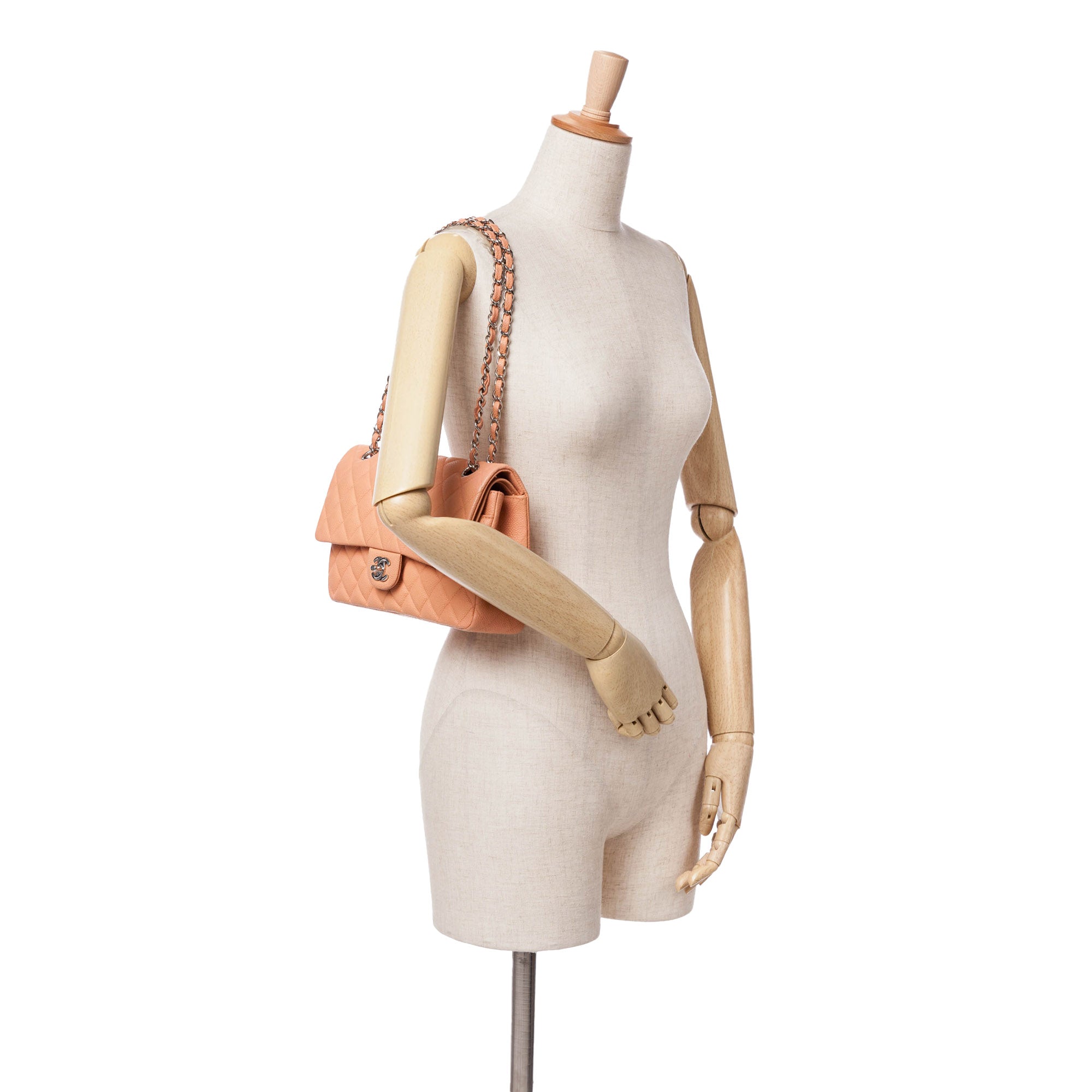 Chanel | Pre-Owned Medium Classic Caviar Double Flap | Orange/Peach