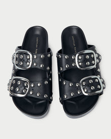 Jack Black Studded Sandal in black leather with silver studs.