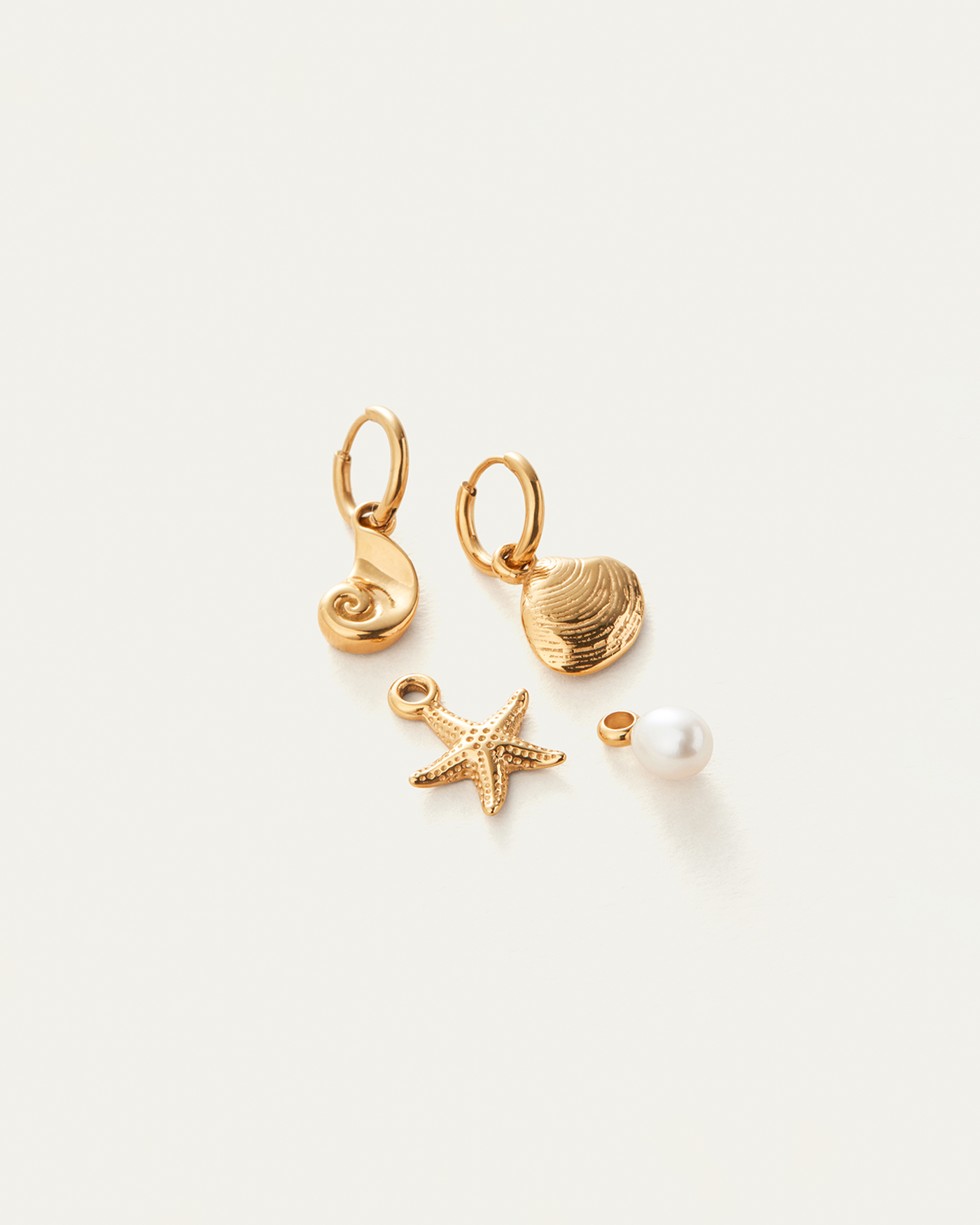 Freshwater Pearl | Summer Huggie Set | 14K Gold-Plated Steel