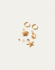 Freshwater Pearl | Summer Huggie Set | 14K Gold-Plated Steel