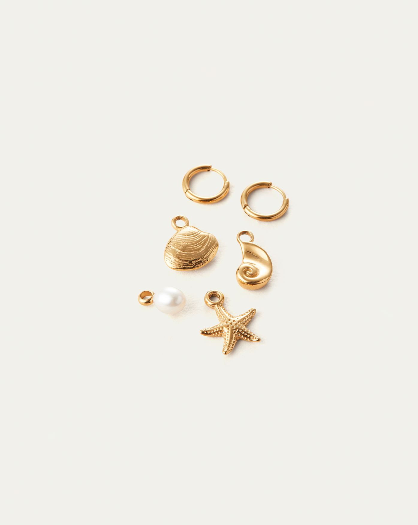 Freshwater Pearl | Summer Huggie Set | 14K Gold-Plated Steel