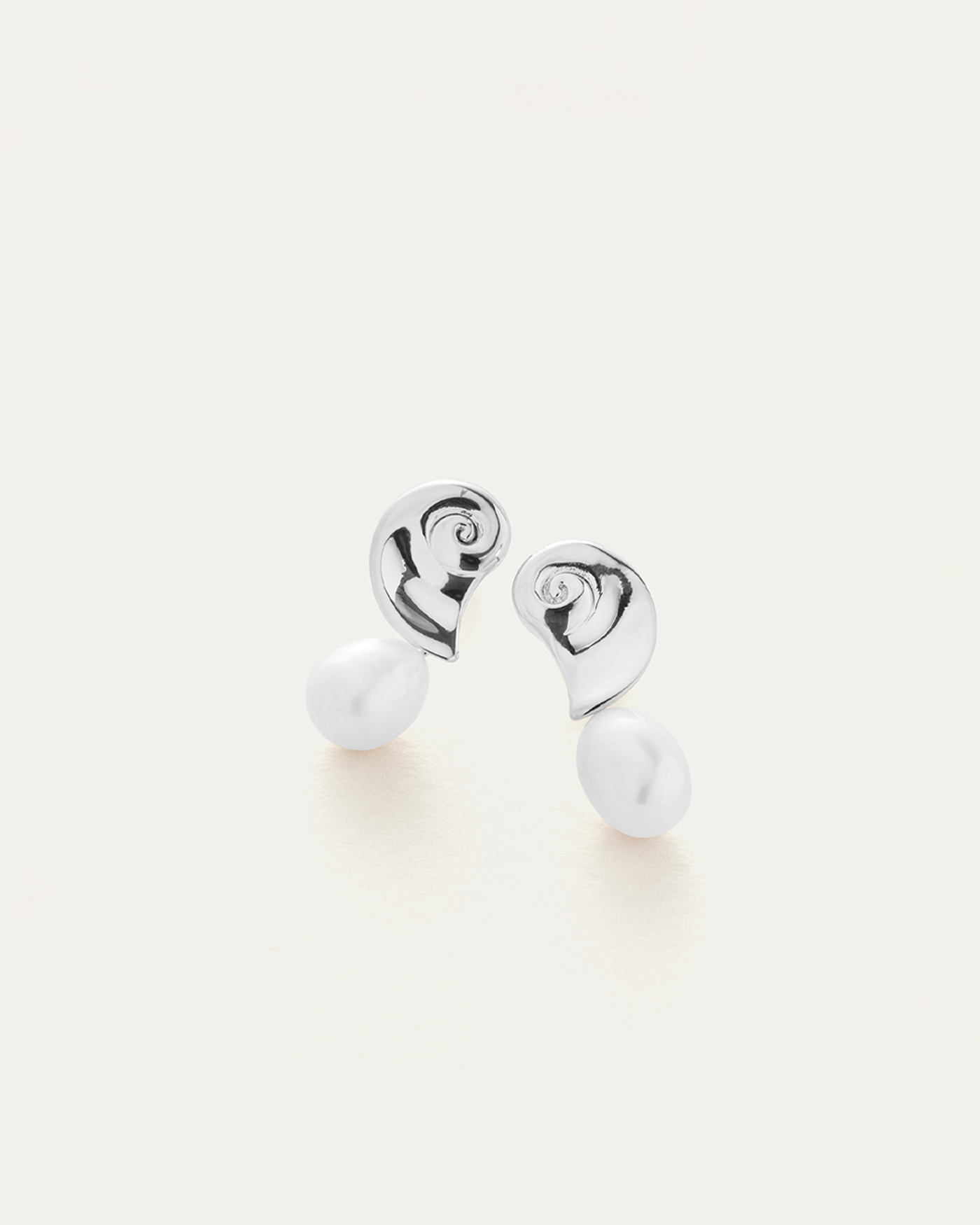 Freshwater Pearl | Lucille Earrings | Silver Dipped Brass